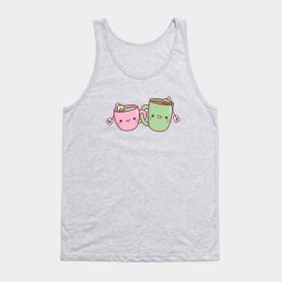 Cute Pink and Green Teacup Funny Best Friends Tank Top